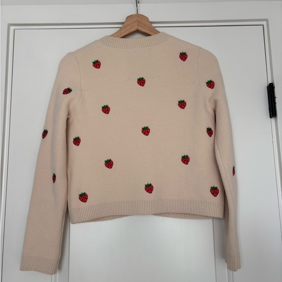 NVLT Strawberry Embroidered Cardigan Cropped Blush Knit Novelty NWT XXS - Picture 4 of 9